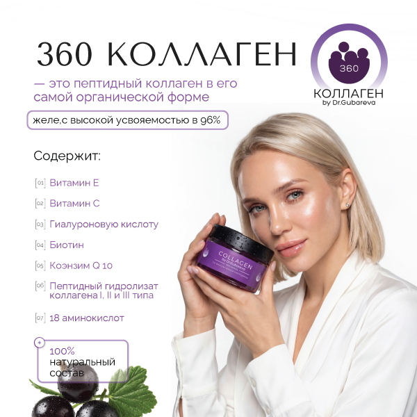 Коллаген пищевой смородина, 360 COLLAGEN, стики 21х20 г